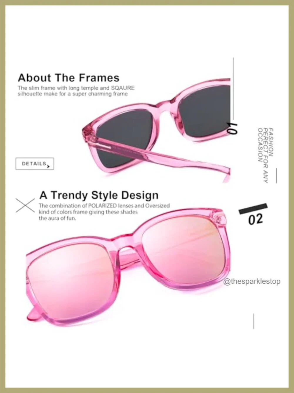 Oversized Square Polarized Sunglasses UV400 Protection for Women